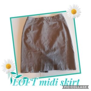 LOFT GRAY MIDI WOMEN'S SKIRT SIZE 10